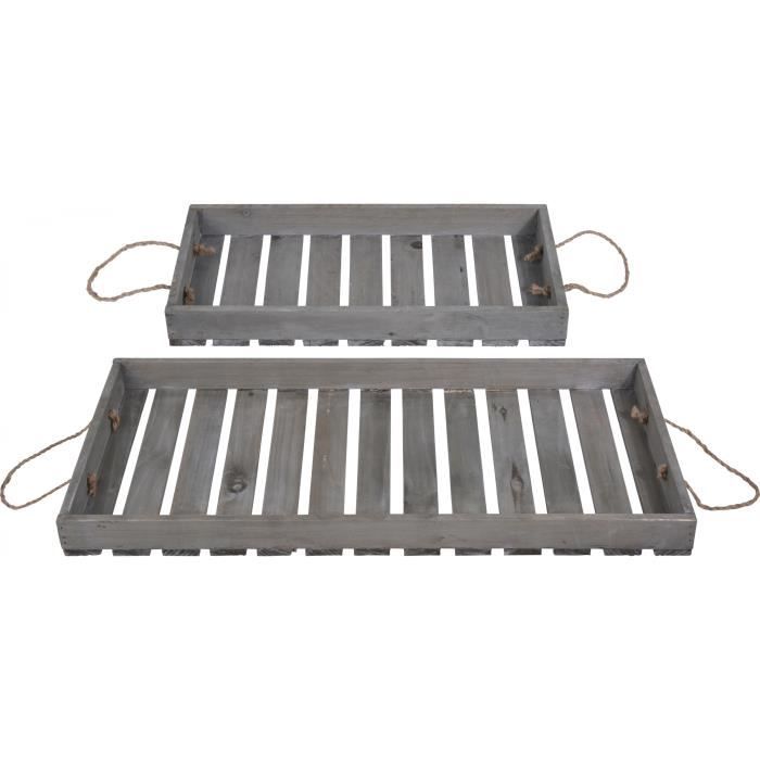 TOM plateau en bois 39/60 cm gris 2 pièces