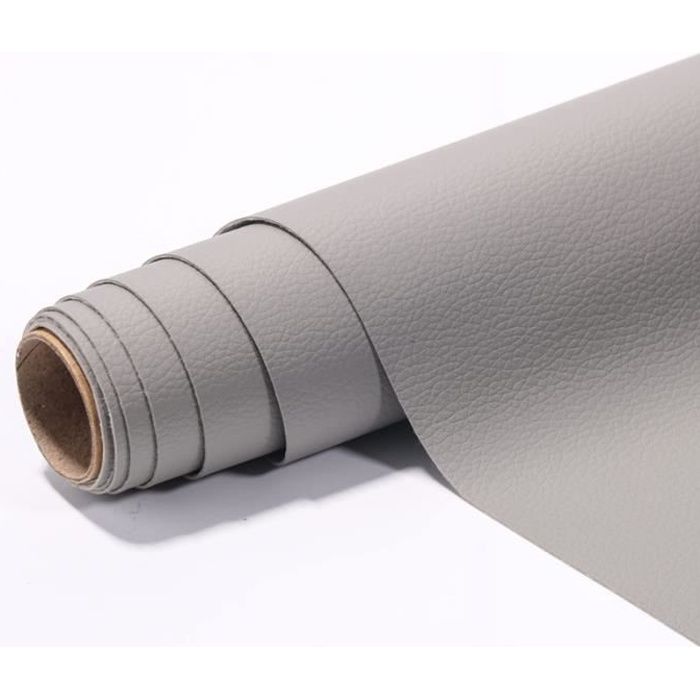 Simili Cuir Autocollant 40 x 150 cm, Kit Reparation Cuir pour Canapés, Sièges de voiture, Meubles - Gris Clair