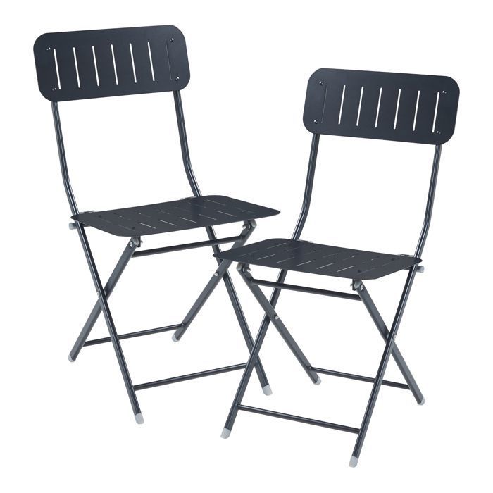 Lot de 2 chaises pliantes Sande acier noir Lot de 2 chaises pliantes Sande acier noir