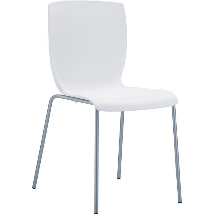 Chaise de cuisine ou veranda empilable pour interieur ou exterieur assise en plastique blanc cadre en aluminium 10_0000973 Chaise de cuisine ou veranda empilable pour interieur ou exterieur assise en plastique blanc cadre en aluminium 10_0000973
