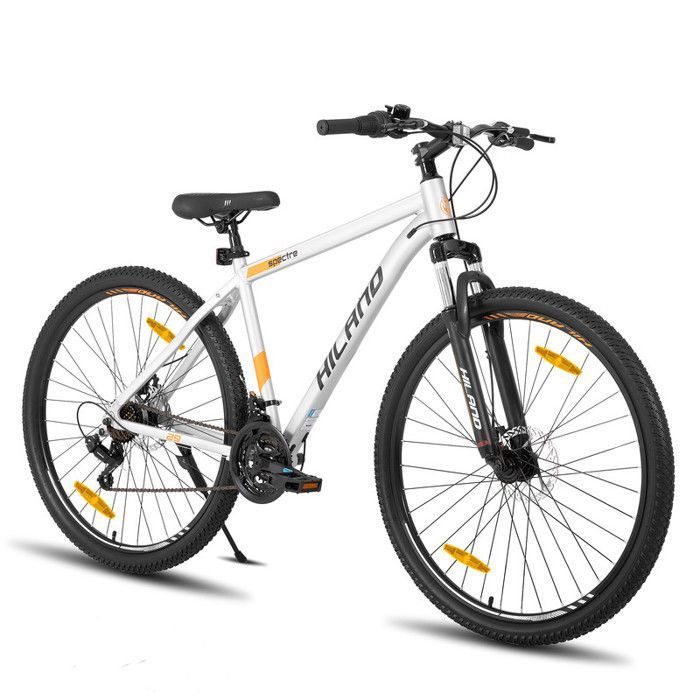 HILAND VTT roues à rayons 21 vitesses cadre aluminium roues 29 pouces freins à disque VTT homme et femme Gris