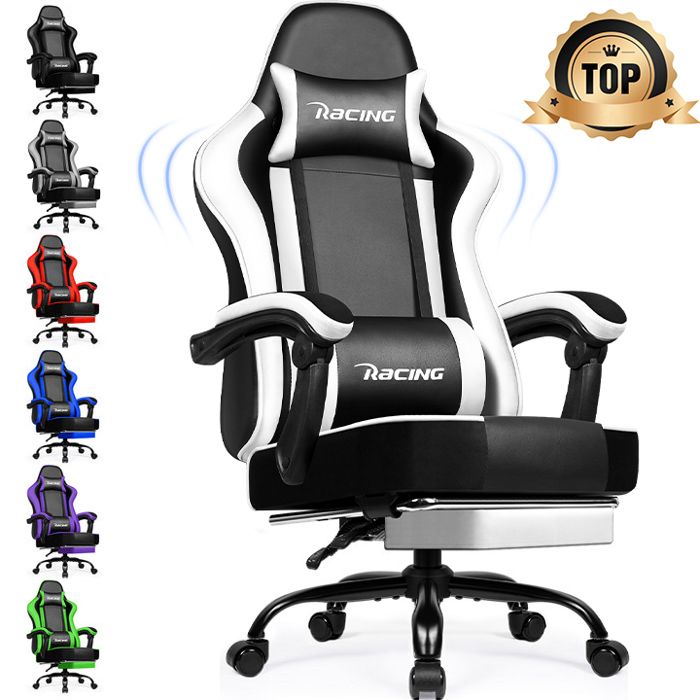 Chaise Gaming GTPLAYER Fauteuil De Bureau Avec Repose-Pieds Et Coussin Lombaire De Massage