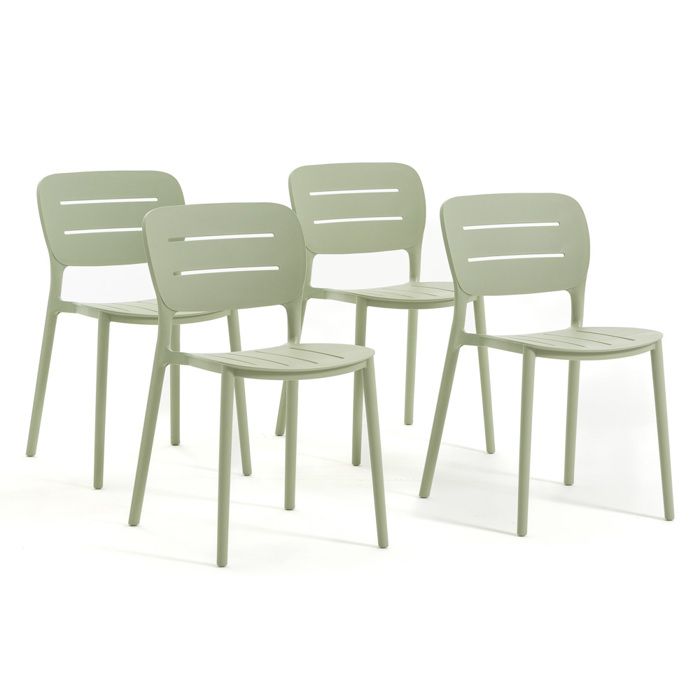 2 Chaises De Cuisine Empilables En Polypropylène - Blanc - Design Moderne - Intérieur/Extérieur