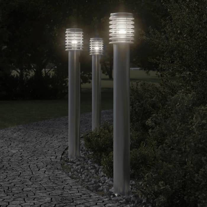 vidaXL Lampadaires d'extérieur et sortie 3pcs acier inoxydable éclairage au sol d'extérieur éclairage au sol de 4006376