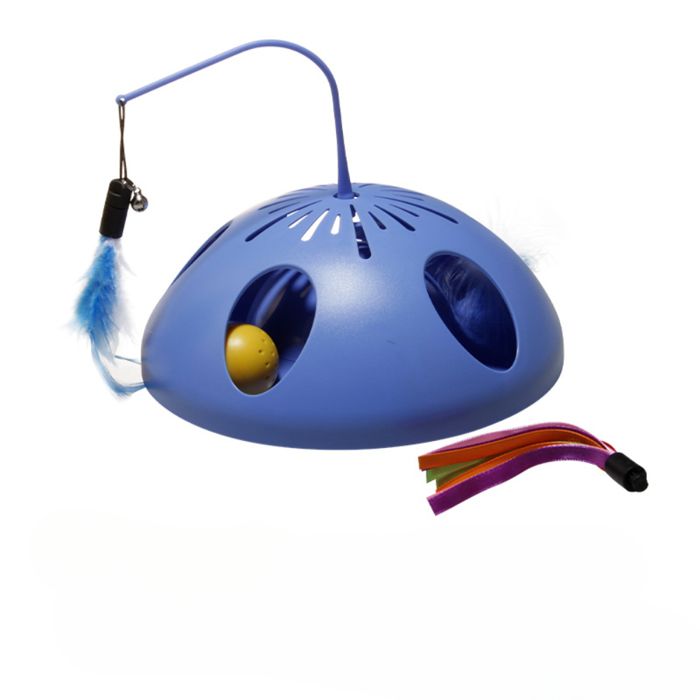 Meilleurs prix pour Jouet pour chaton automatique 3 en 1 avec 2 modes de vitesse, jouet interactif pour chat d'intérieur avec plume et boule de cloc