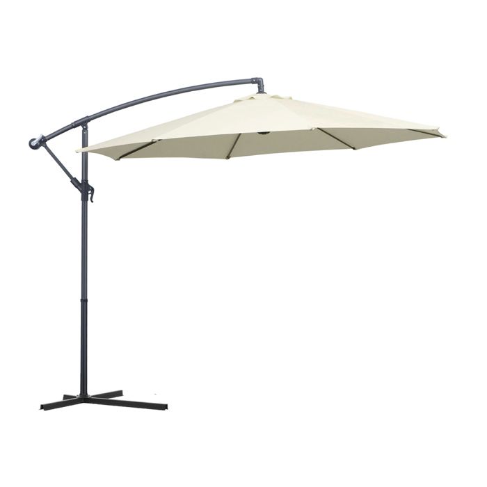 Parasol déporté rond coloris Beige Protection UV 50+ - Diamètre 300 x Hauteur 245 cm