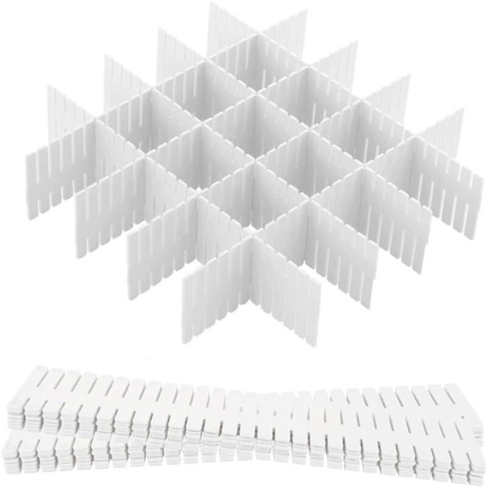 Separateur tiroir 12 Unité(s) Grille Diviseur de tiroir Réglable Séparateurs de Tiroir en Plastique pour sous-vêteme Étiquette