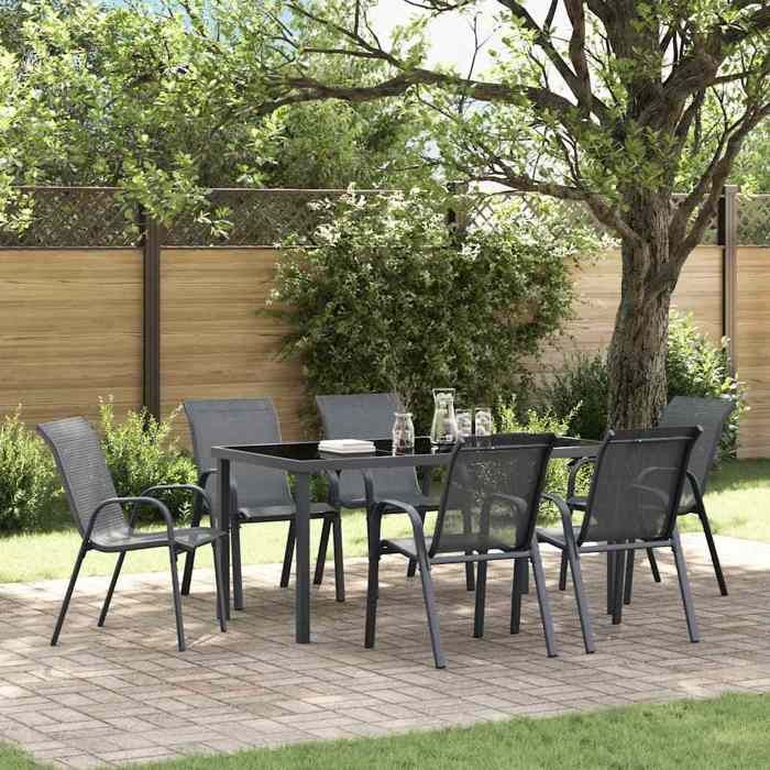 MEUBLE JARDIN - Chaises empilables de jardin lot de 6