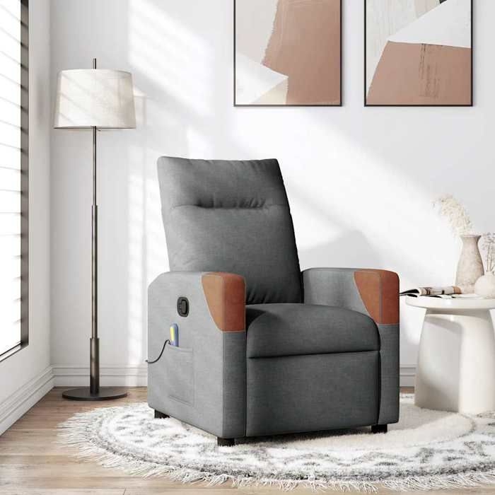 FAUTEUIL DE MASSAGE INCLINABLE - GRIS TISSÉ - NEUF SOUS EMBALLAGE