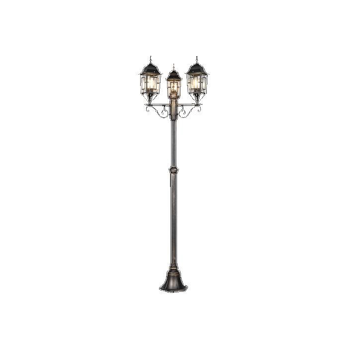 Lampadaire extérieur 3 lampes culot E27 fonte daluminium rouille antique - Trio - Volturno