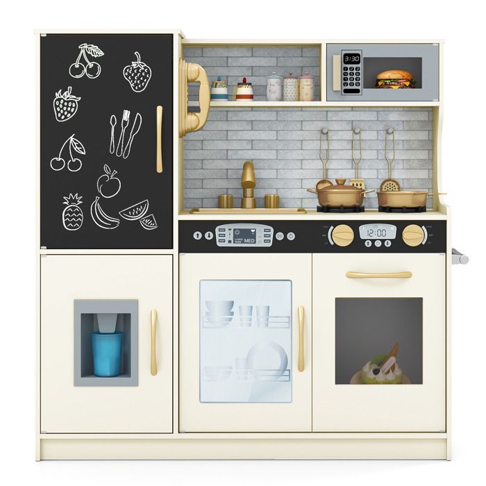 COSTWAY Cuisine Enfants avec Lumière & Effet Sonore, Jeu de Cuisine