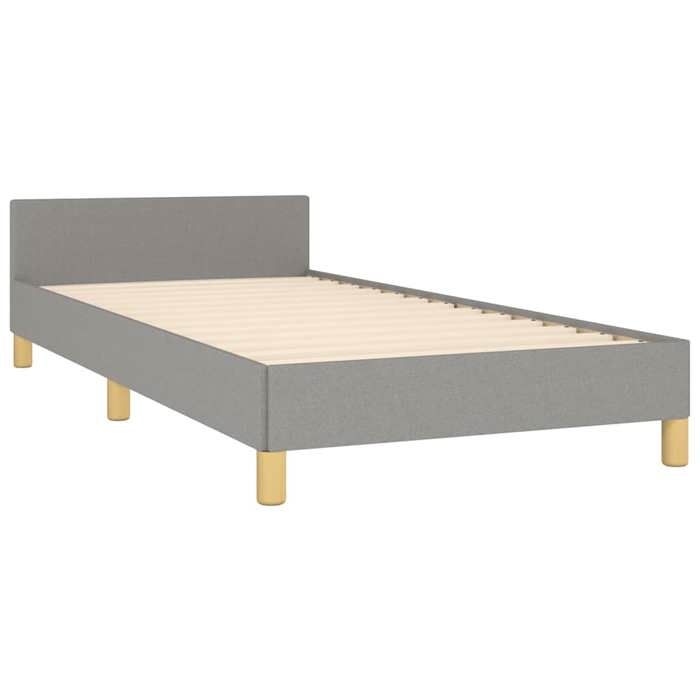 Cadre de lit sans matelas - WIENS - Gris clair - 90x190 cm - Tissu polyester - Contreplaqué - Bois dingénierie