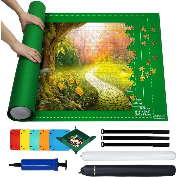 Fankiway Tapis de Rangement pour Puzzles jusqu'à 1500 avec Sac de Rangement pour Cordon de