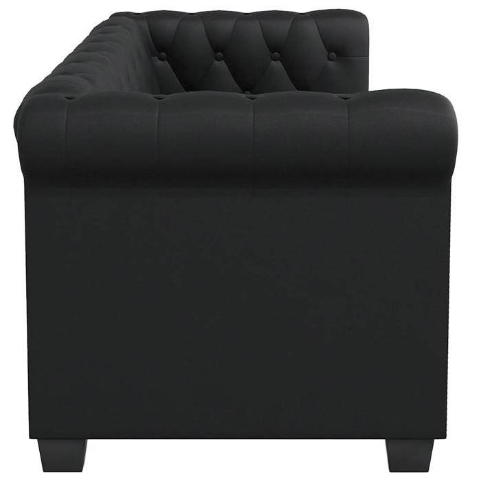 Canapé Chesterfield 2 places - SOLOMOON - Cuir synthétique - Noir - 1455x76x70 cm - Assise rembourrée