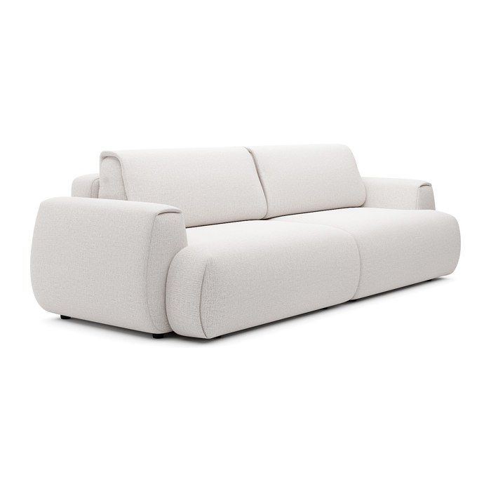 Canapé 4 places convertible en tissu chenille blanc ivoire MONELIA