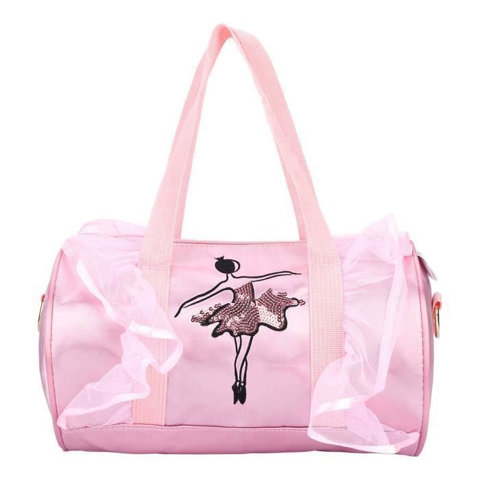 Sac de danse - QIILU - Enfant - Bandoulière - Rose - Motif de danseuse à paillettes Rose rose SAC A MAIN