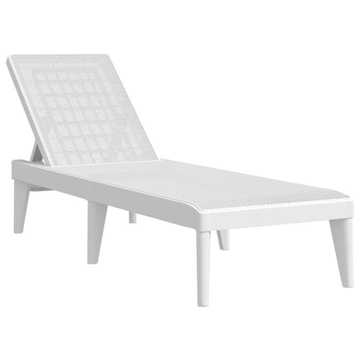 31072& CHIC Chaise longue Bains de soleil transat dextérieur blanc 186x60x29 cm PP - 186x60x29 cm