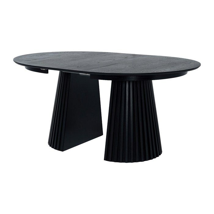 Table à manger extensible 4 à 8 personnes placage chêne - Noir - CARMIZA