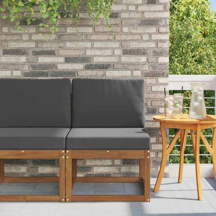 Marron Sofa de milieu extérieur Bois dAcacia Massif Naturel - Siège de balcon LV67947