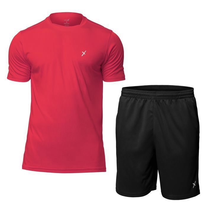 Ensemble de sport homme - CFLEX - 2 pièces - T-shirt de fitness & short - Collection Sportswear - Rouge-Noir