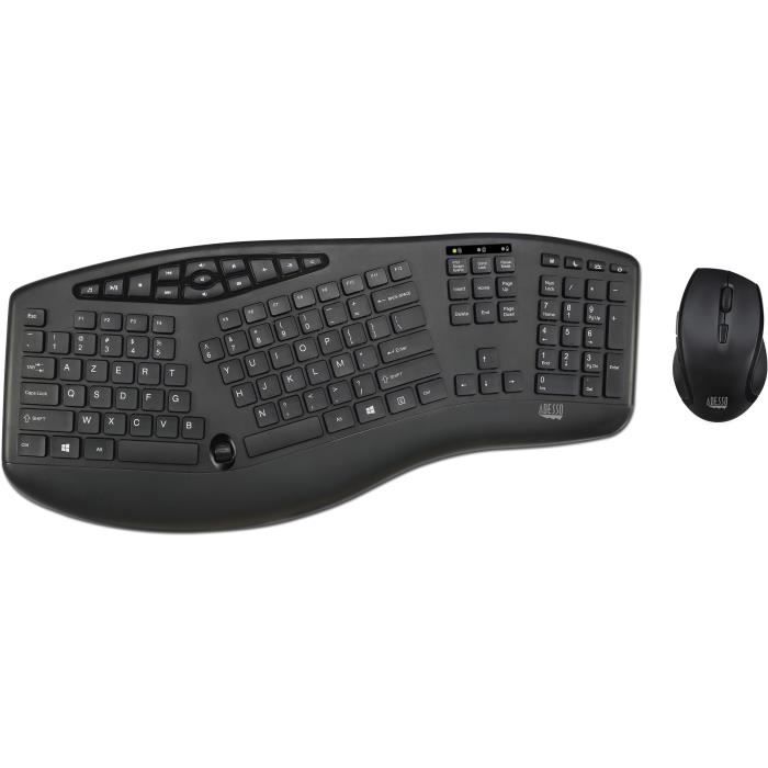 ADESSO Clavier ergonomique et souris optique sans fil Truform
