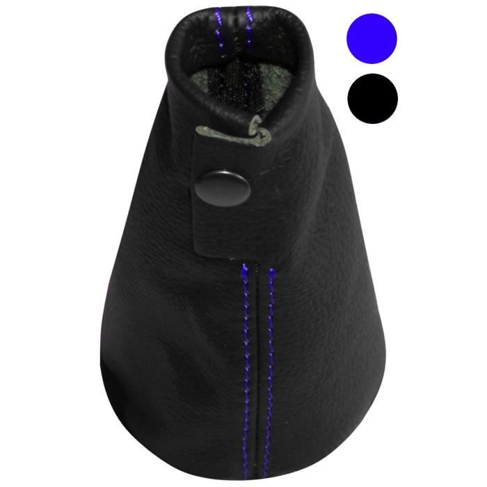 Aerzetix Soufflet levier de vitesse en 100/% CUIR v/éritable avec coutures//surpiq/ûres bleues