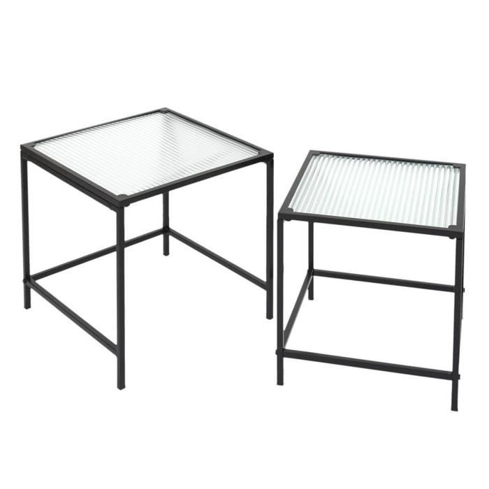tables gigognes noires en verre texturé - altobuy - glassi - contemporain - design - carré
