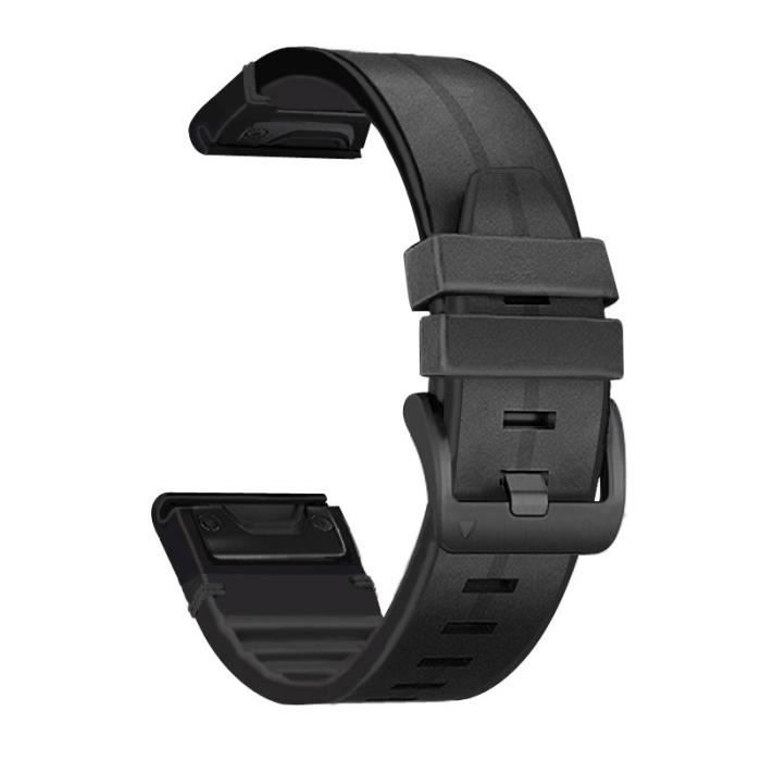 Bracelet Cuir Véritable QuickFit 22/26 Mm Pour Garmin Fenix 7 / Epix / Instinct 2X / Forerunner 965 - Noir Élégant