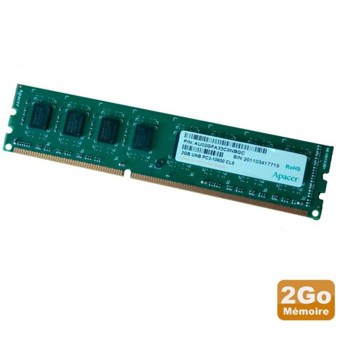2Go RAM PC Bureau Apacer AU02GFA33C9NBGC DDR3 PC3-10600U 2Rx8