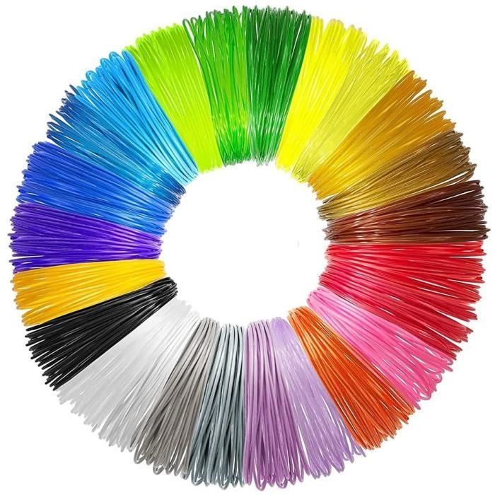 Lot de 25 recharges de filament PLA pour stylo 3D, 1,75 mm, filament de ...