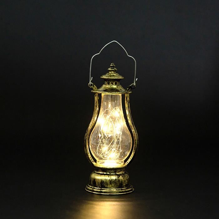or antique - mini lanterne vintage suspendue avec batterie, lumière chaude led, pour camping en plein air