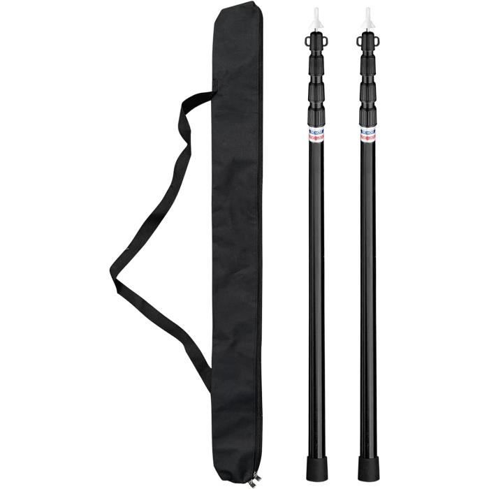 Lot De 2 Poteaux Télescopiques Aluminium 2.3m - Support Tente Bâche Voile Ombrage Camping
