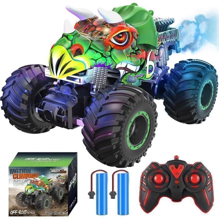TIMIFIS Voitures Jouets Dinosaure Télécommandé, Voiture Télécommandée 4 Canaux pour Enfants, Voiture Jouet Dinosaure Rc Voiture Cadeaux d'Anniversaire pour Enfants de 3 à 7 Ans Cadeaux de Noël