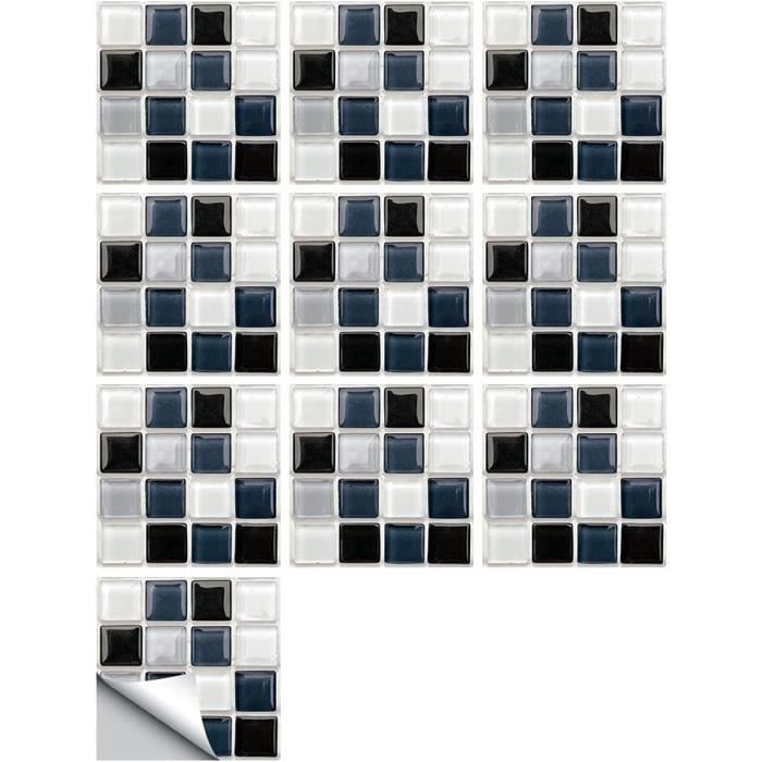 10 Pièces adhésif en Mosaique Carrelage Adhesif Mural Salle de  Bain,Autocollants pour Carreaux 10x10cm Mosaïque Papier Adhesi 133 -  Cdiscount Bricolage