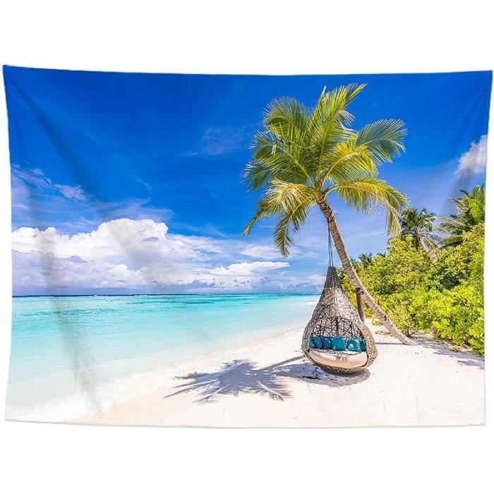 Tapisserie Murale Noix De Coco Bohème Plage Tropicale - Tenture 100x150cm Pour Chambre Et Salon