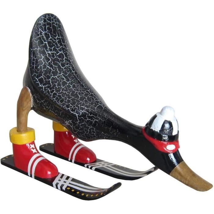 Déco Canard Bois Foulard Bonnet Jaune Printemps Hiver Statuette