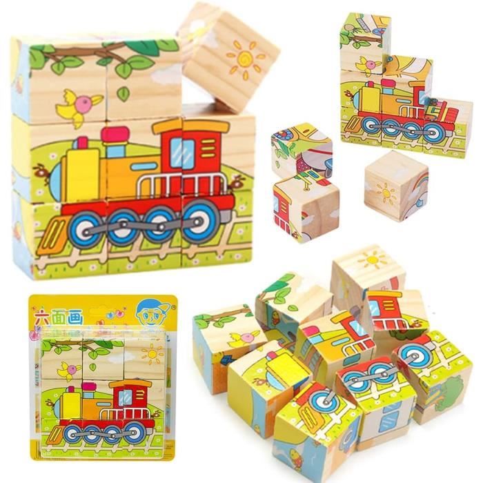 Puzzle en Bois Cube Bloc de Construction Puzzle 3D Jouet Éducatif ...