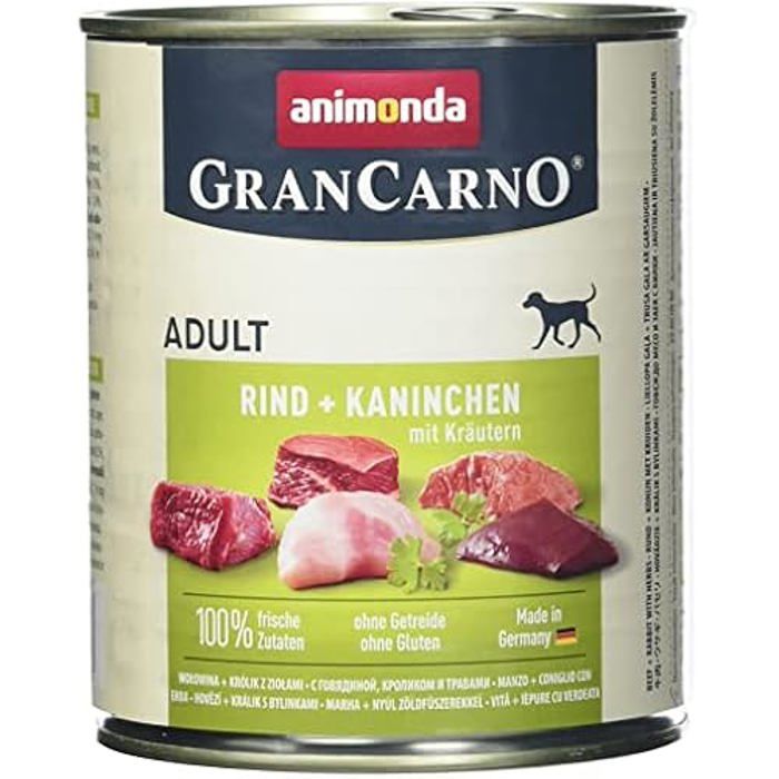 ANIMONDA GranCarno Adult Bœuf au lapin et herbes - nourriture humide pour chien - 800 g