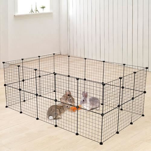 Comparer les prix de Enclos pour Petits Animaux , 2 Niveaux, 142.24 x 71.12 x 73.66cm Parc Extensible Cage Grille Clapier Grillage Pack de 32, Noir