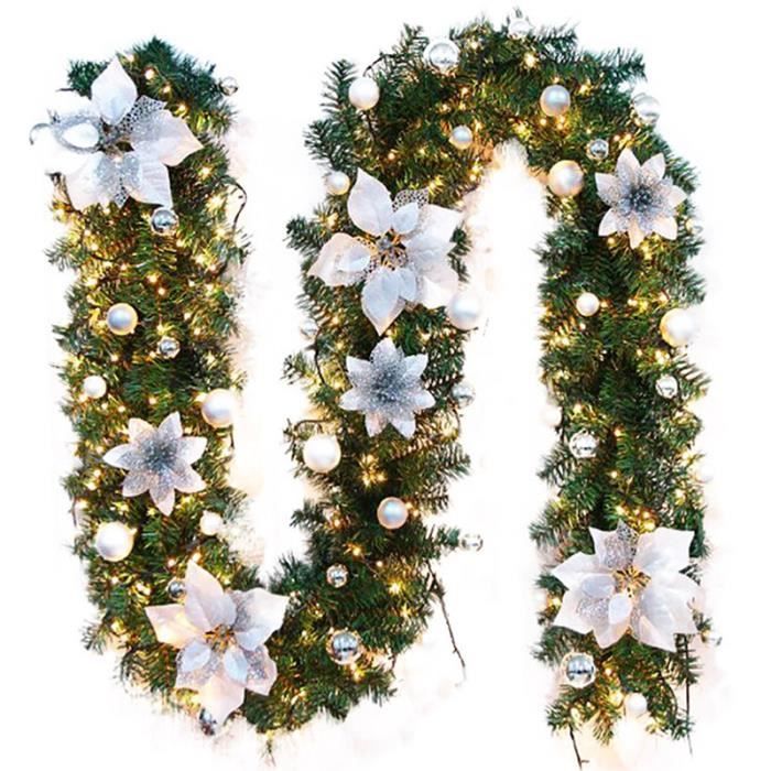 Decoration De Noel Rotin 2 7 M Cryptage Luxe Suspendu Ornements Festival De Sapin De Noel Decorations Guirlande Argent Achat Vente Guirlande De Noel Cdiscount