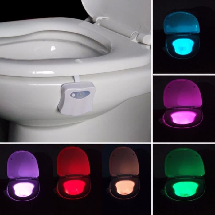 Intelligent Salle De Bains Wc Veilleuse LED Corps Activé Par le Mouvement Sur/Off Siège Capteur Lampe 8 Couleur Toilettes lampe