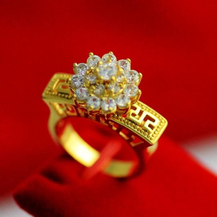 Fleur de luxe en forme de bague de mariage 18k or jaune plaque femmes declaration bijoux size 59 Achat Vente bague anneau Femme Adulte Jaune Cdiscount