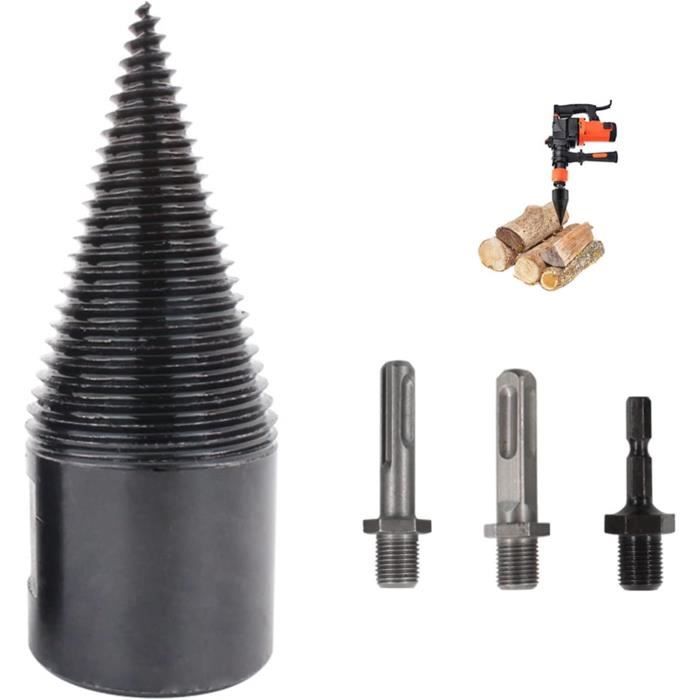 Foret à fendre Le Bois, Fendeur de Bois Conique 42mm avec 3 adaptateurs, Foret À Bois pour Foret à fendre Le Bois, Fendeur de Bois Conique 42mm avec 3 adaptateurs, Foret À Bois pour