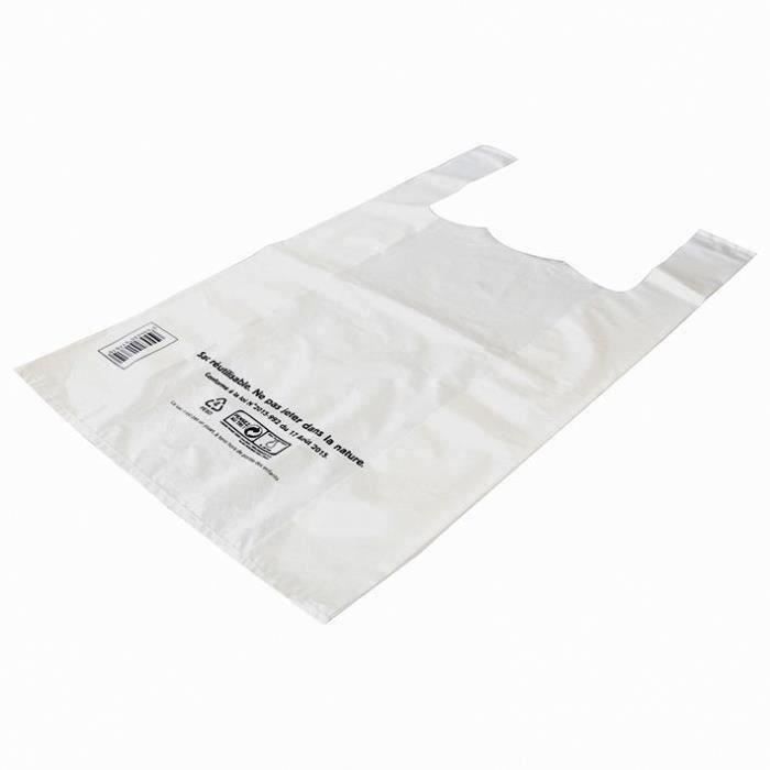 Sac plastique bretelle BD 50µ blanc expansé