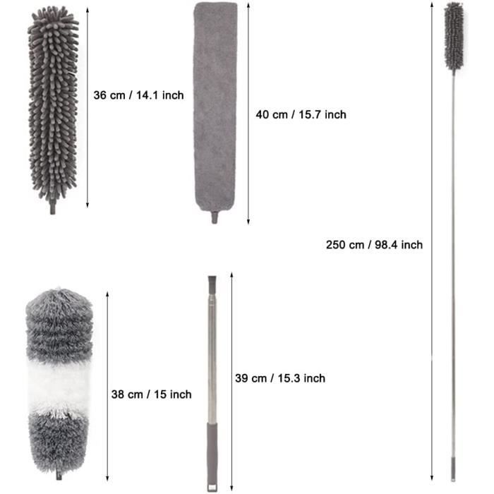 Plumeau Télescopique Orientable – Gris – Neuf Sous Blister