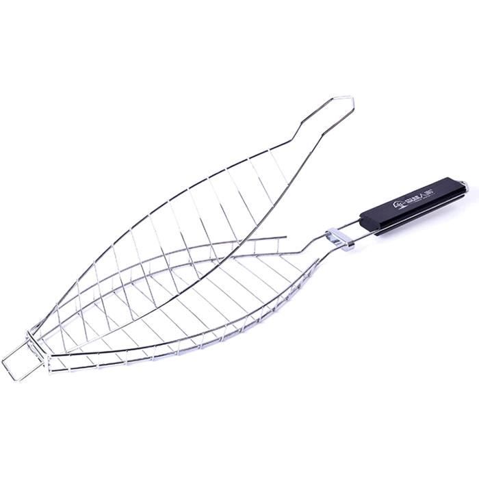 Panier De Barbecue En Acier Inoxydable 20x35 Cm - Pour Poisson, Viande, Légumes - Poignée Longue Anti-Chaleur