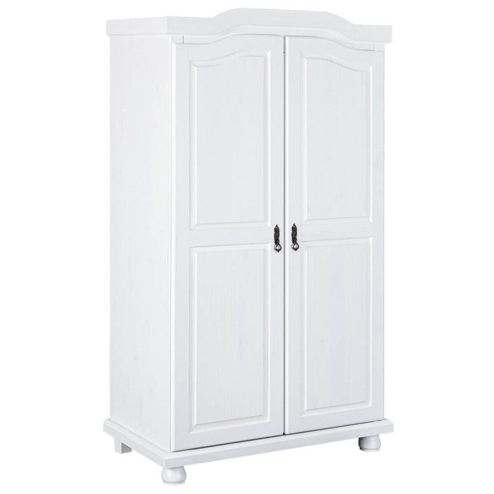 SYDNEY - Armoire 2 Portes + Penderie Bois Massif Vernis Blanc