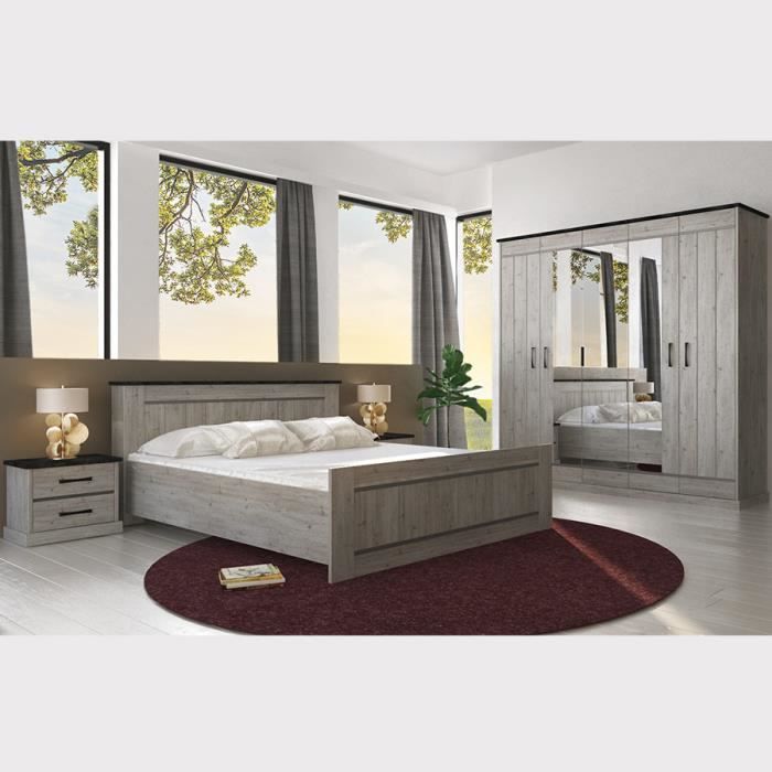 Chambre Adulte Contemporaine Couleur Bois Gris Morgane Gris L 169