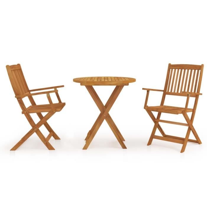 6417BON - Salon de jardin 3 pcs- Ensemble table à manger de 2 à 4 personnes + 2 chaises pliables - Meuble de jardin Ensemble repas