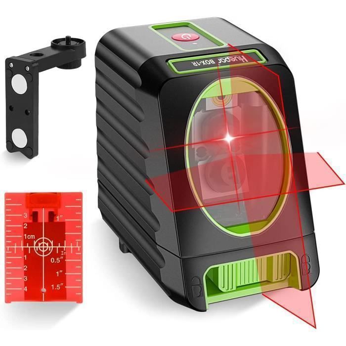 Niveau laser autonivelant rouge ligne croisée- 98ft / 30m Lignes laser horizontales et verticales avec le moule dimpulsion BOX-1R